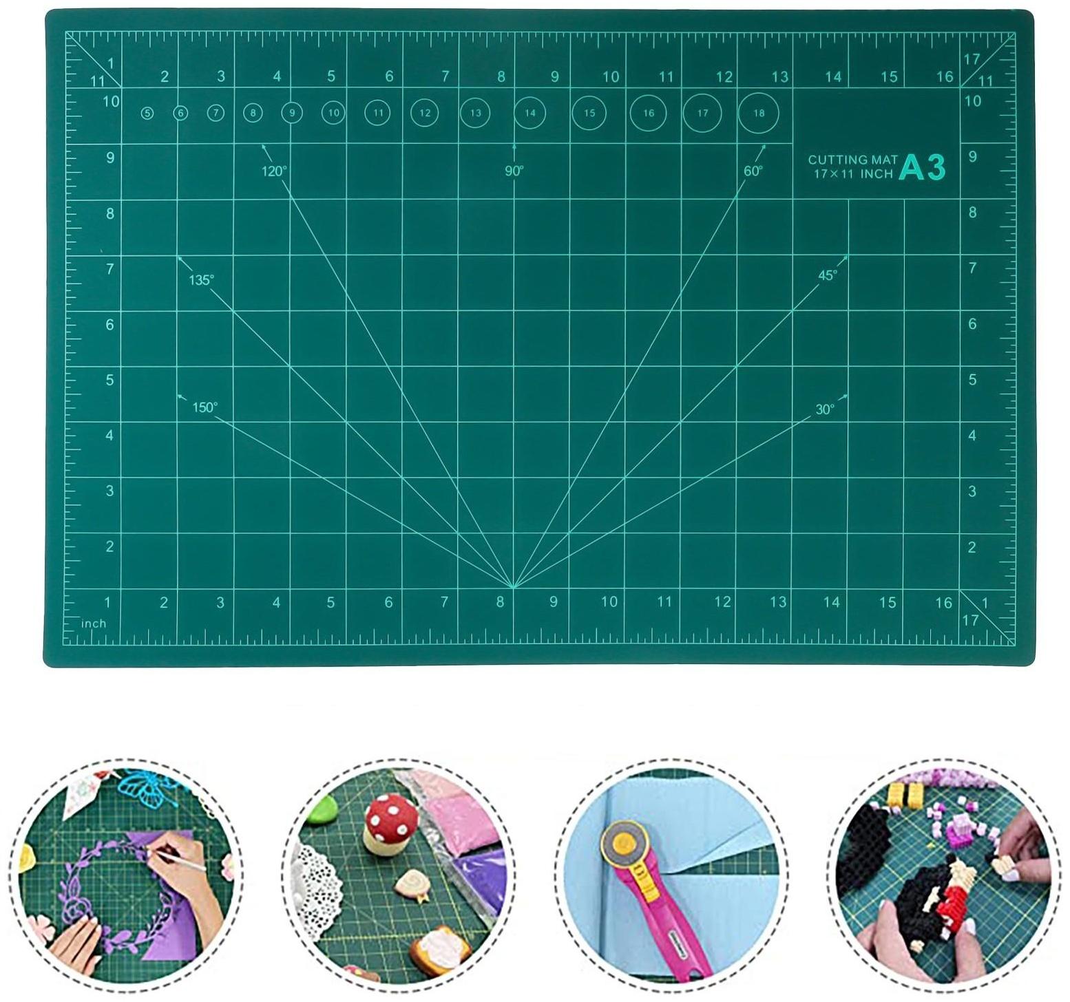 Мат для резки, трёхслойный, 45 × 30 см, А3, цвет зелёный