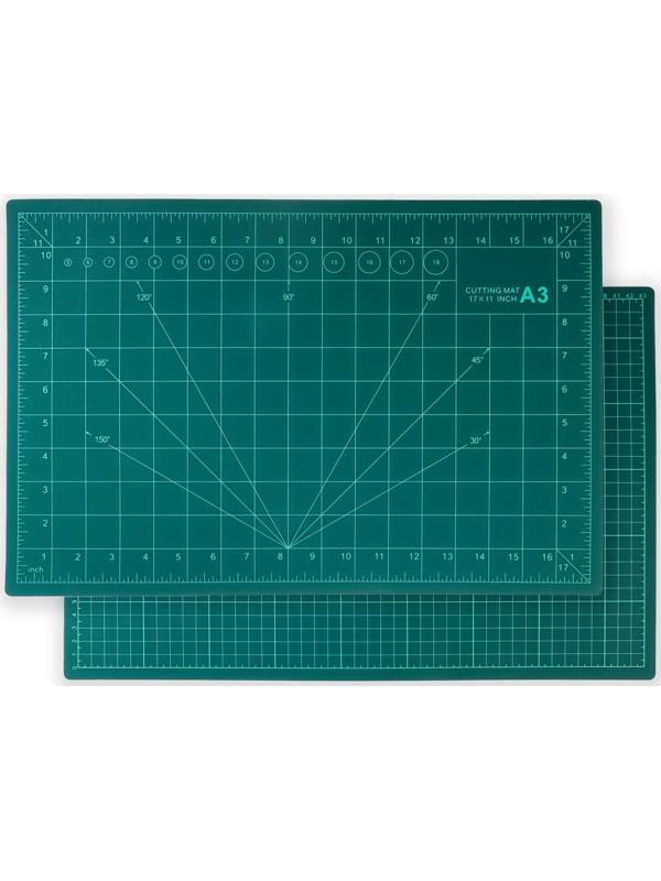 Мат для резки, трёхслойный, 45 × 30 см, А3, цвет зелёный