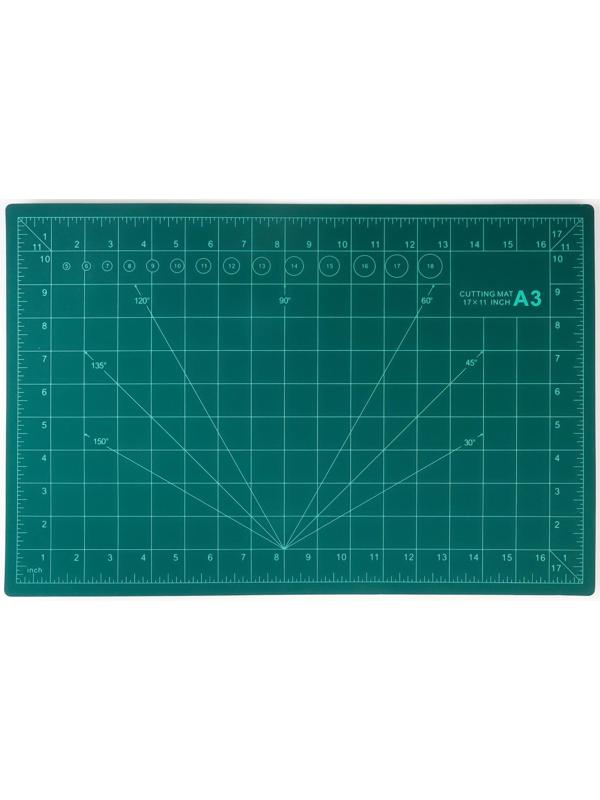 Мат для резки, трёхслойный, 45 × 30 см, А3, цвет зелёный