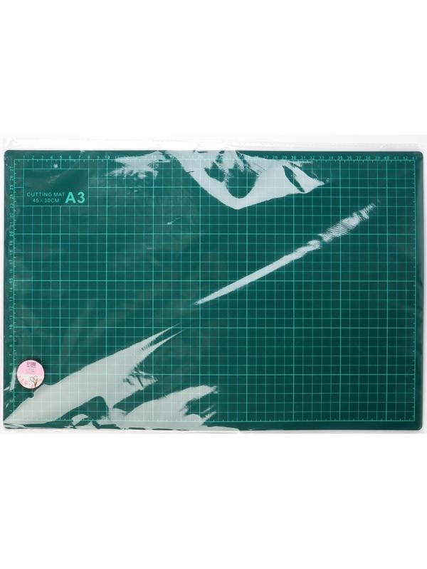 Мат для резки, трёхслойный, 45 × 30 см, А3, цвет зелёный