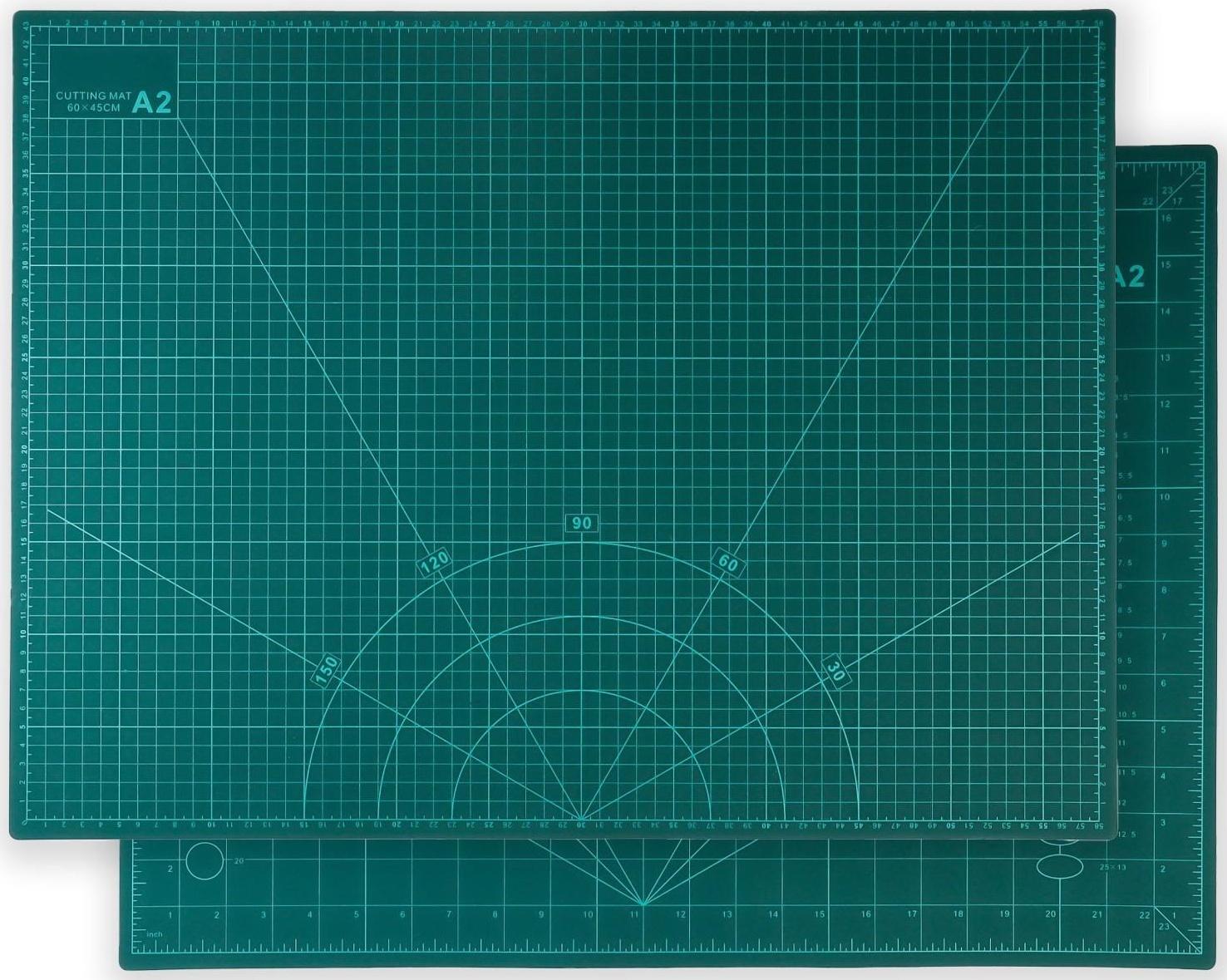 Мат для резки, трёхслойный, 60 × 45 см, А2, цвет зелёный