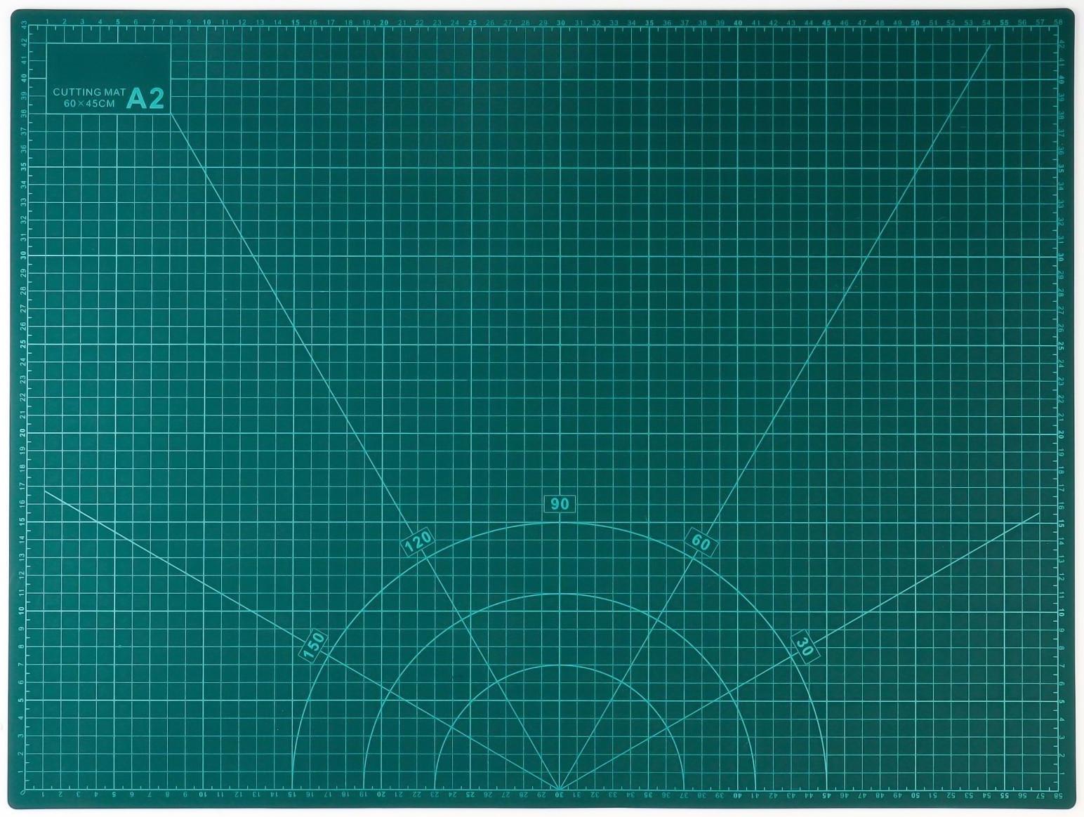 Мат для резки, трёхслойный, 60 × 45 см, А2, цвет зелёный