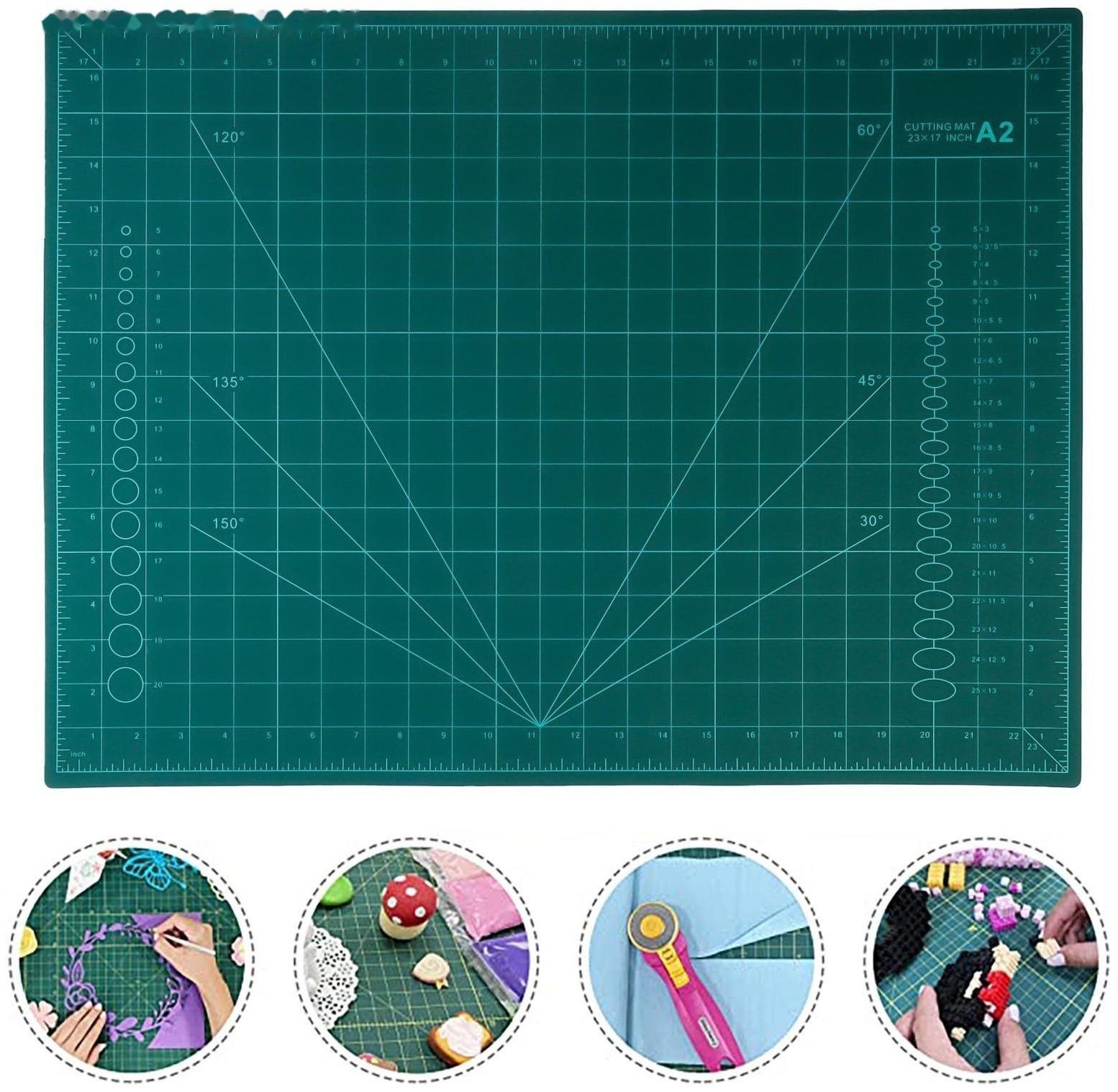 Мат для резки, трёхслойный, 60 × 45 см, А2, цвет зелёный