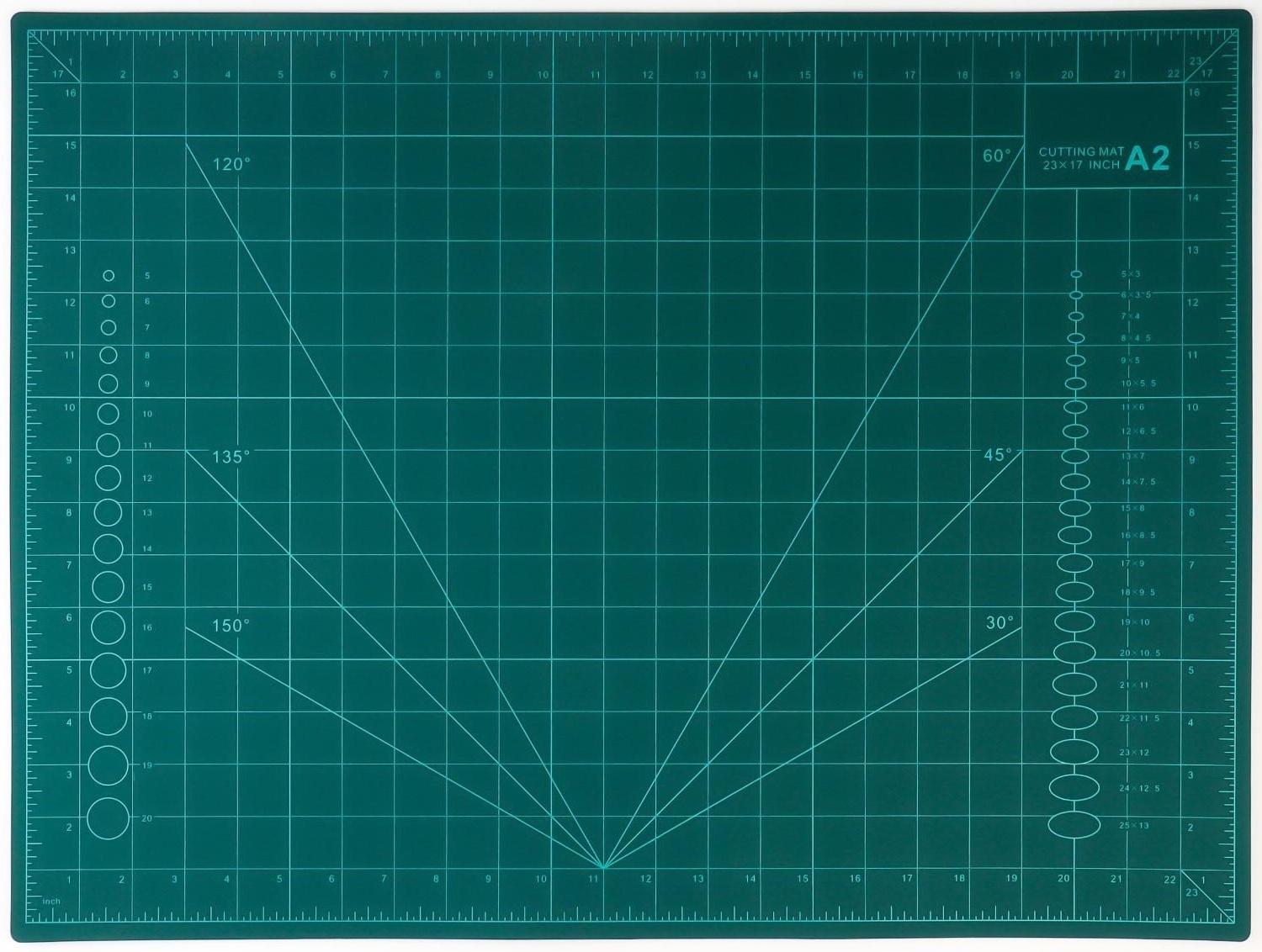 Мат для резки, трёхслойный, 60 × 45 см, А2, цвет зелёный