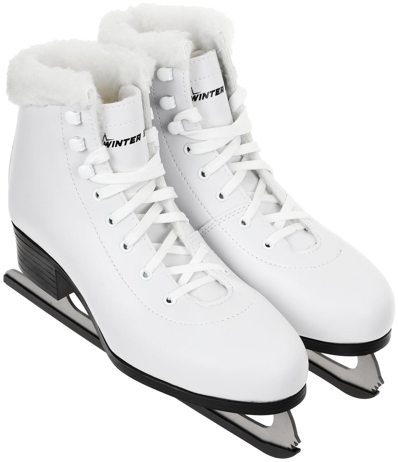 Коньки фигурные Winter Star с мехом, искусственная кожа, размер 31