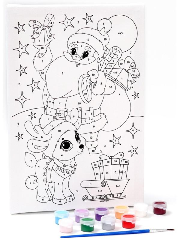 Картина по номерам «Дед Мороз с подарками», 20х30 см