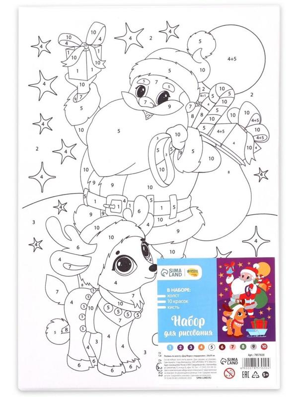 Картина по номерам «Дед Мороз с подарками», 20х30 см