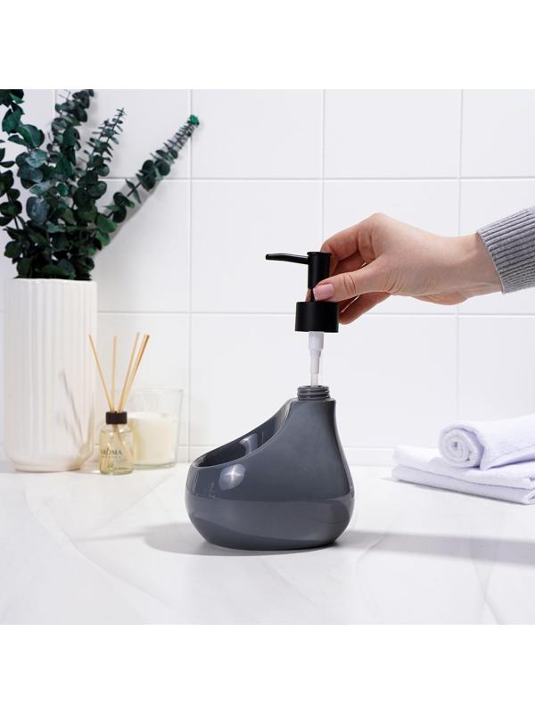Дозатор для мыла с подставкой для губки SAVANNA Drop, 450 мл, цвет серый