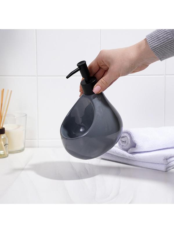 Дозатор для мыла с подставкой для губки SAVANNA Drop, 450 мл, цвет серый