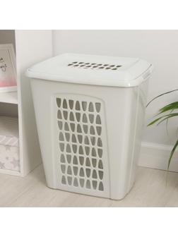 Корзина бельевая с крышкой «Молетта», 60 л, 47,9×36,9×55 см, цвет светло-серый