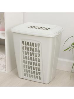 Корзина бельевая с крышкой «Молетта», 45 л, 43×32×48 см, цвет светло-серый