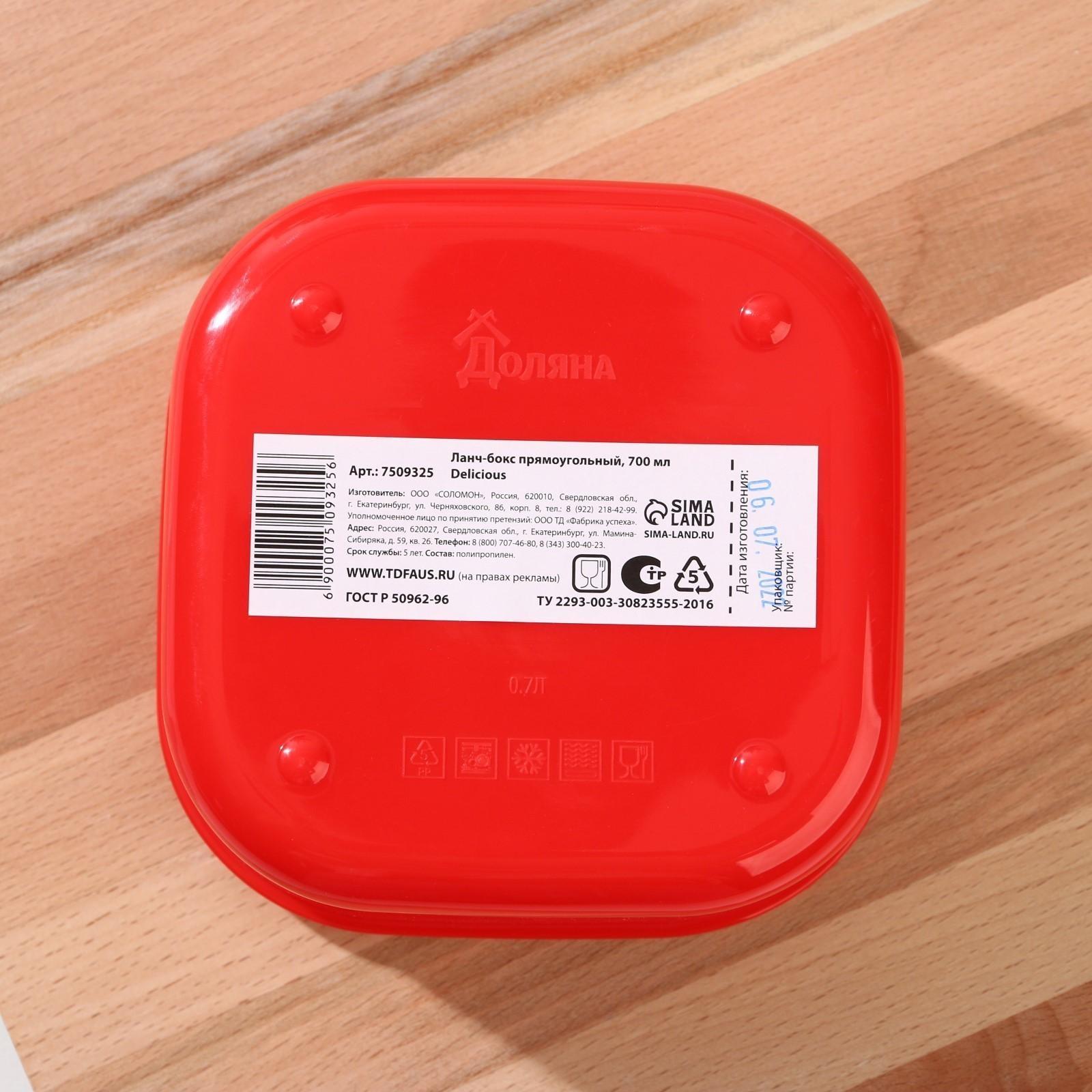 Ланч-бокс Delicious, квадратный, 700 мл