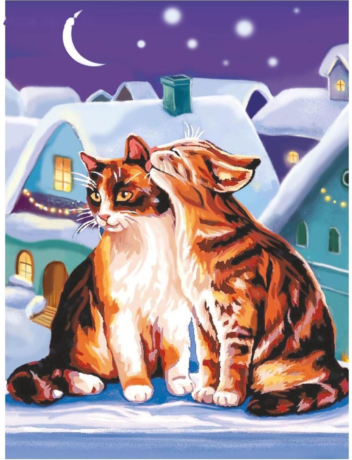 Картина по номерам на холсте с подрамником «Коты» 30х40 см