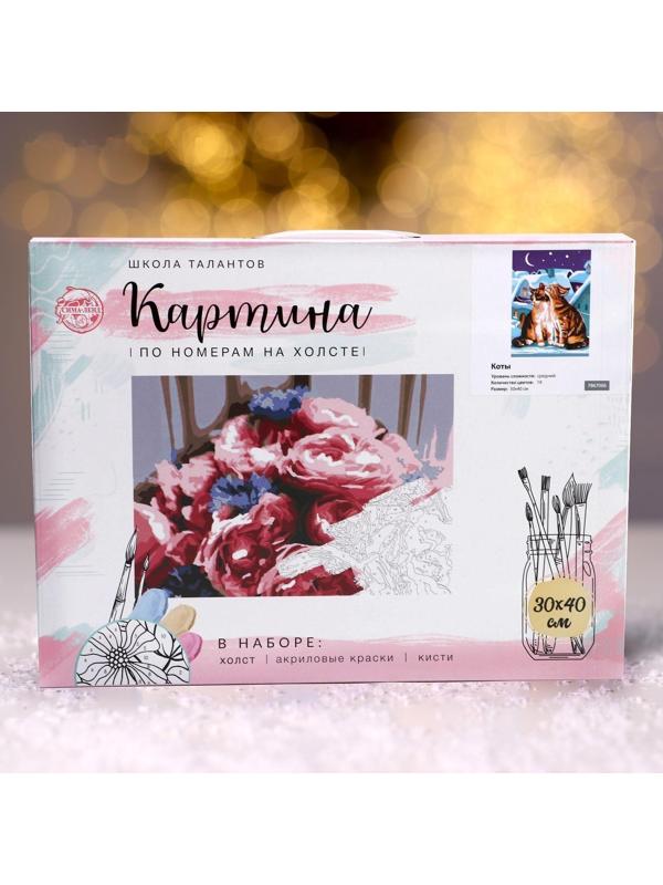 Картина по номерам на холсте с подрамником «Коты» 30х40 см