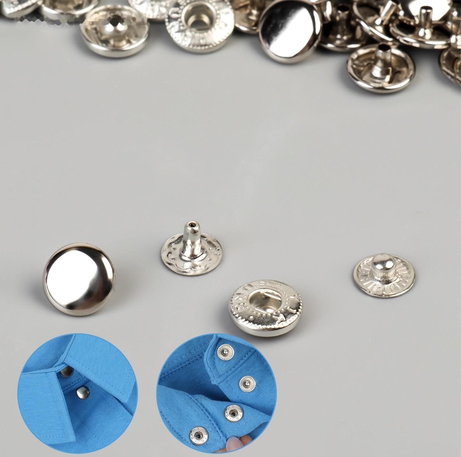 Кнопка установочная, Альфа, железная, d = 10 мм, цвет серебряный