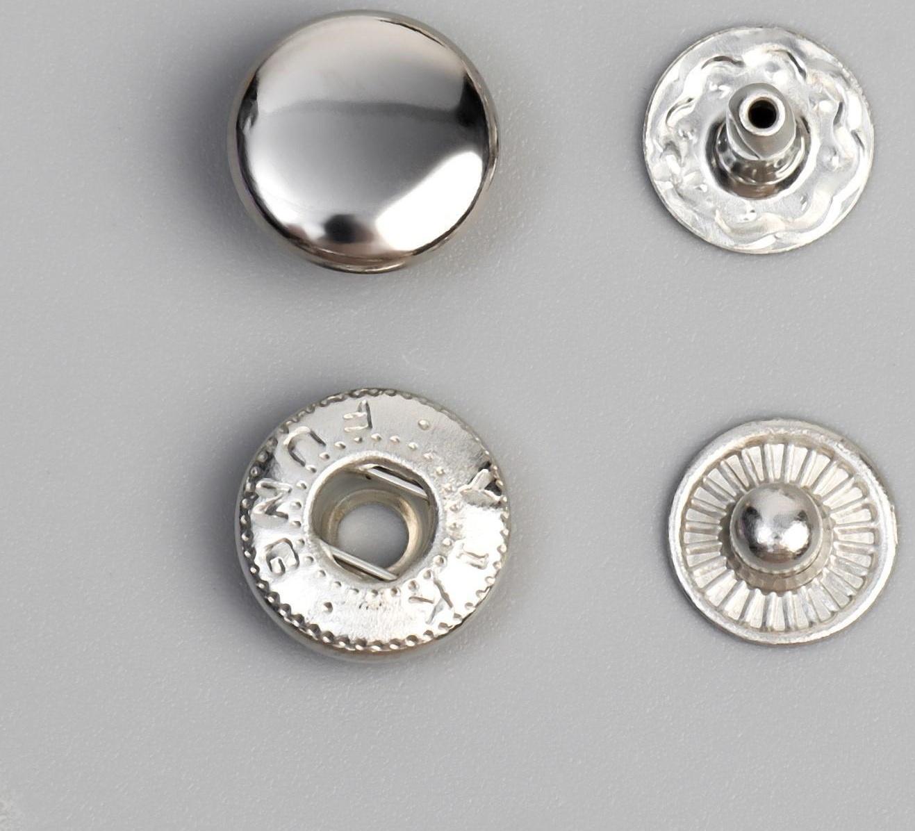 Кнопка установочная, Альфа, железная, d = 10 мм, цвет серебряный