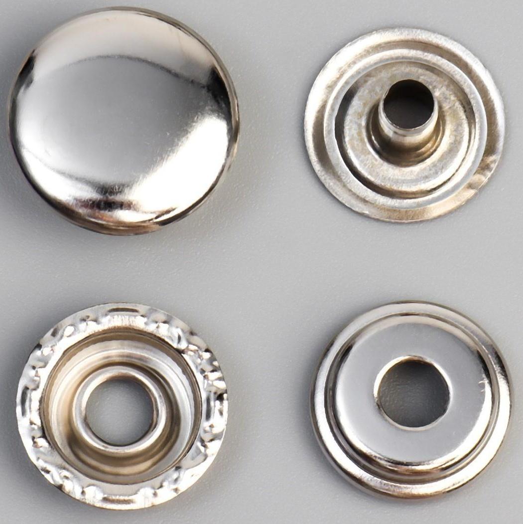 Кнопка установочная, Омега, железная, d = 15 мм, цвет серебряный