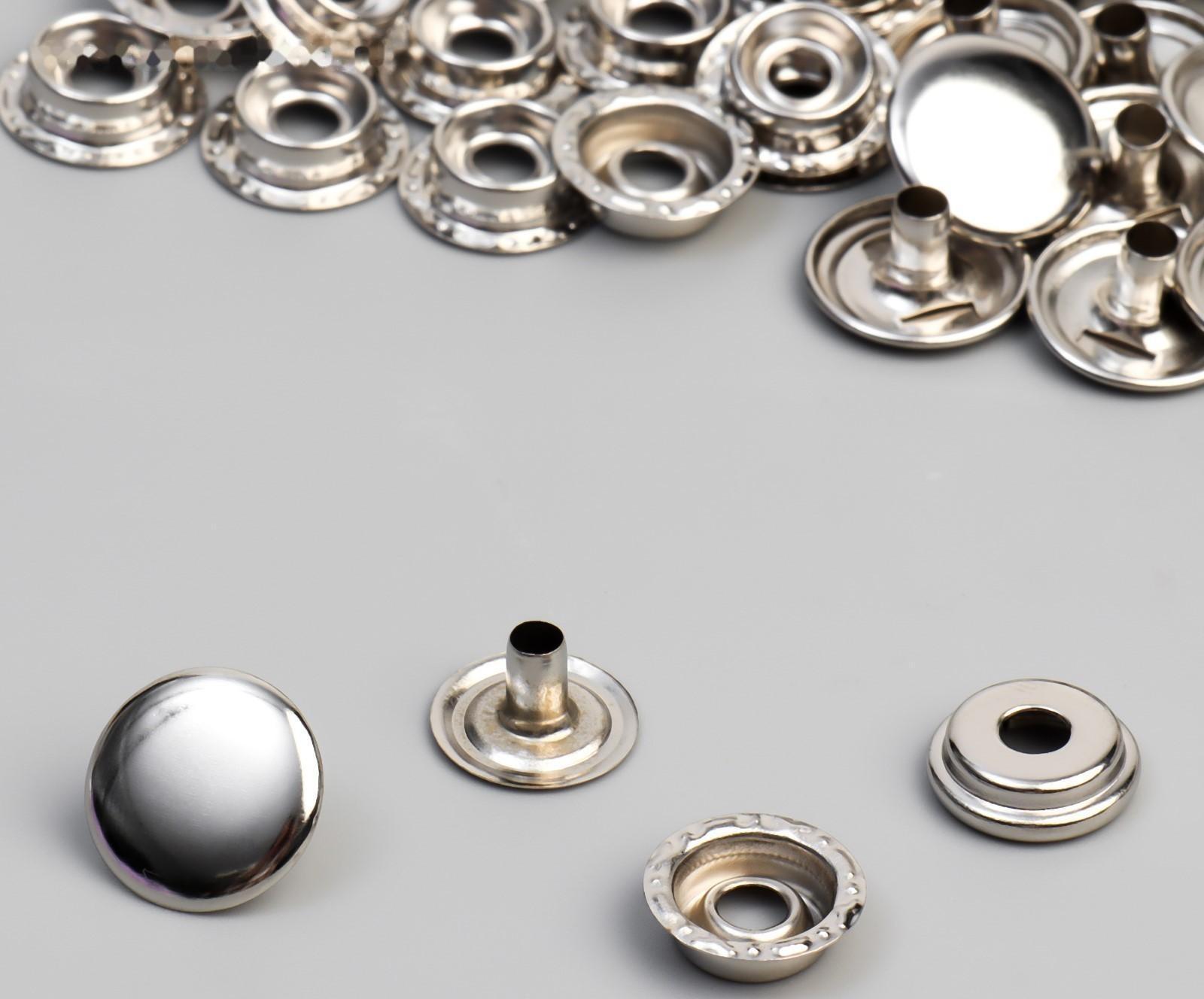 Кнопка установочная, Омега, железная, d = 15 мм, цвет серебряный
