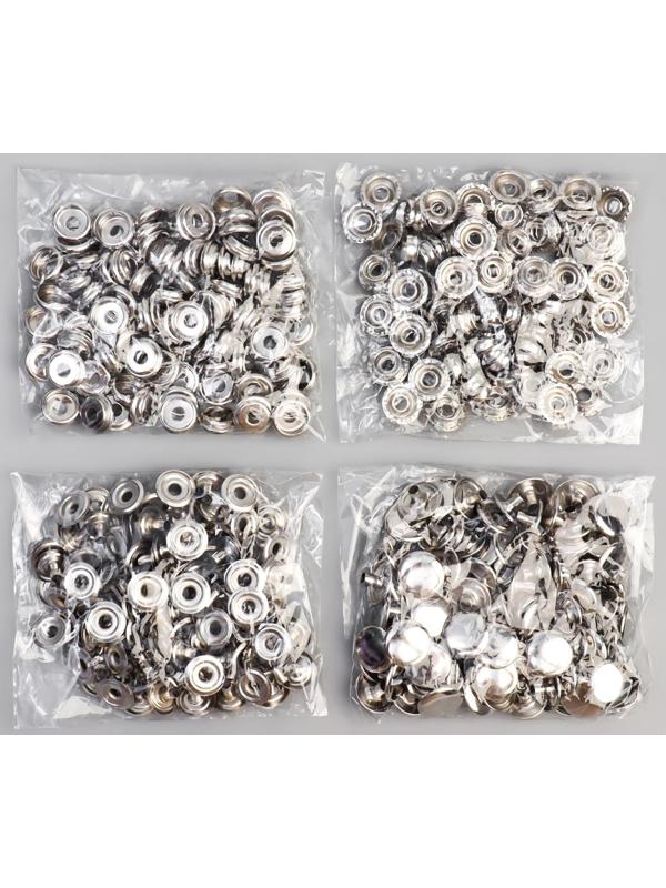 Кнопка установочная, Омега, железная, d = 15 мм, цвет серебряный