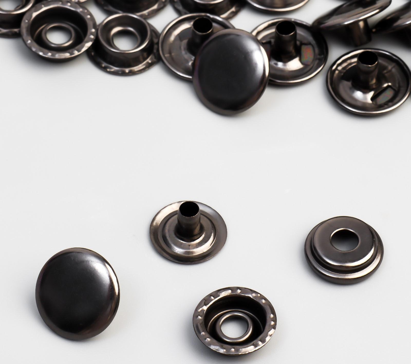 Кнопка установочная, Омега, железная, d = 15 мм, цвет чёрный никель