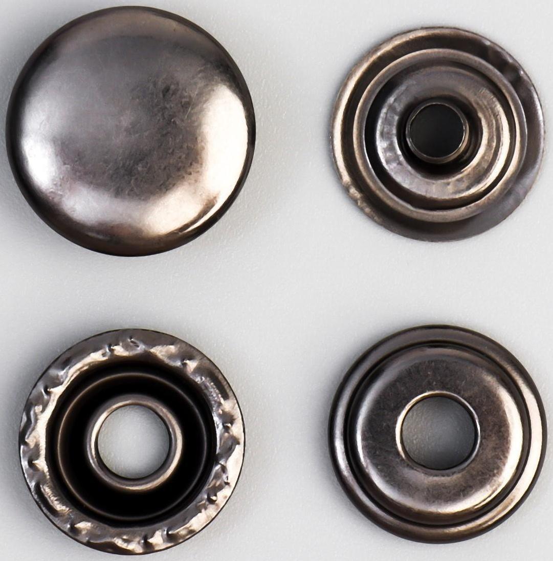 Кнопка установочная, Омега, железная, d = 15 мм, цвет чёрный никель