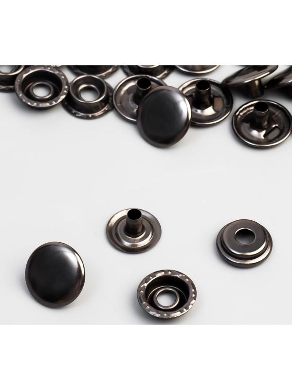 Кнопка установочная, Омега, железная, d = 15 мм, цвет чёрный никель