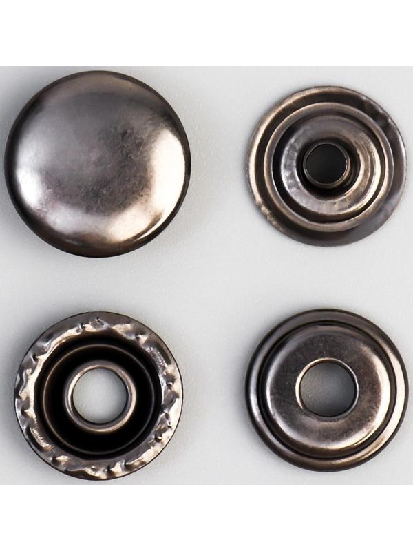 Кнопка установочная, Омега, железная, d = 15 мм, цвет чёрный никель