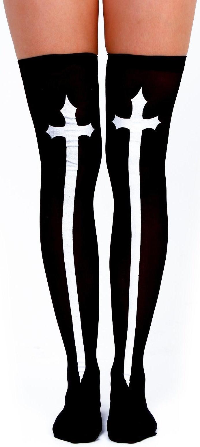 Карнавальный аксессуар- чулки «Монашка», цвет чёрный