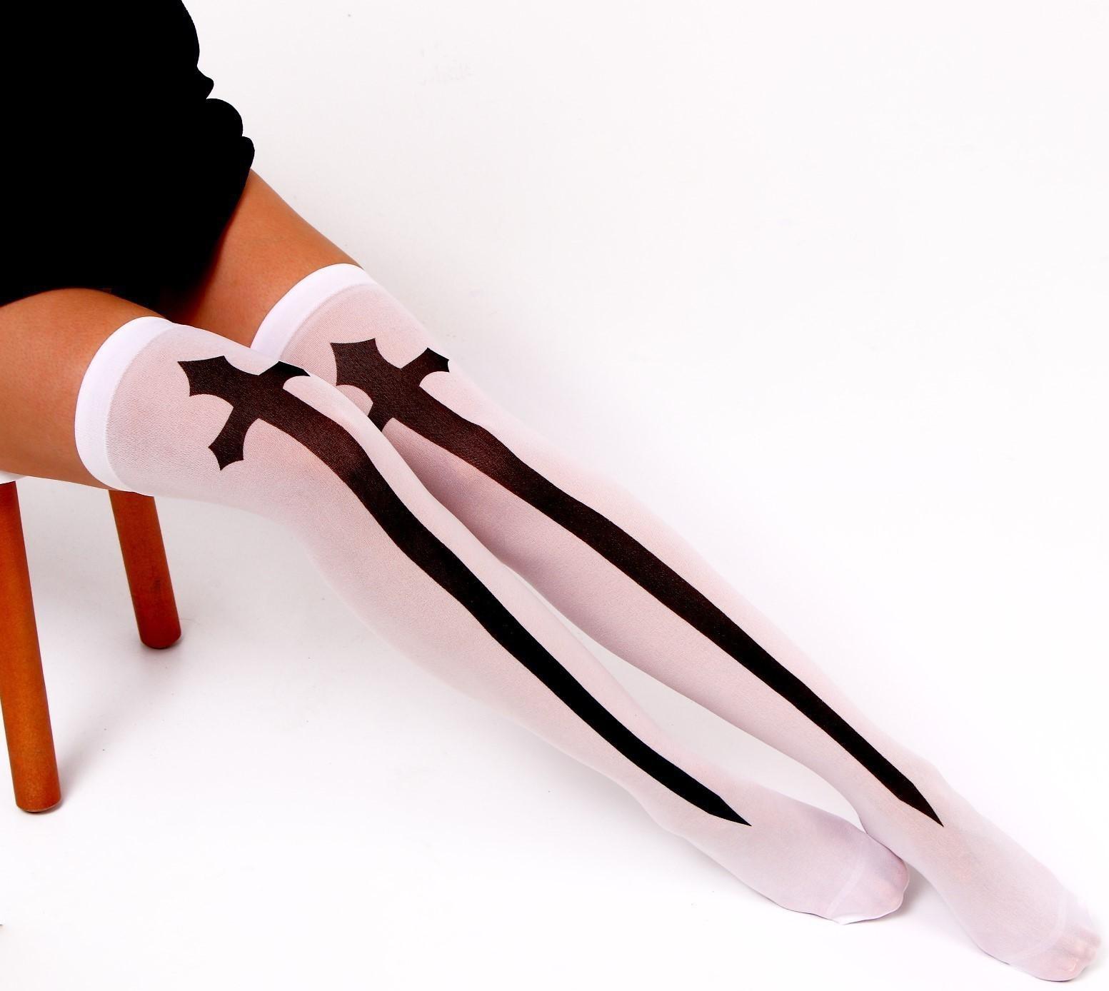 Карнавальный аксессуар- чулки «Монашка», цвет белый