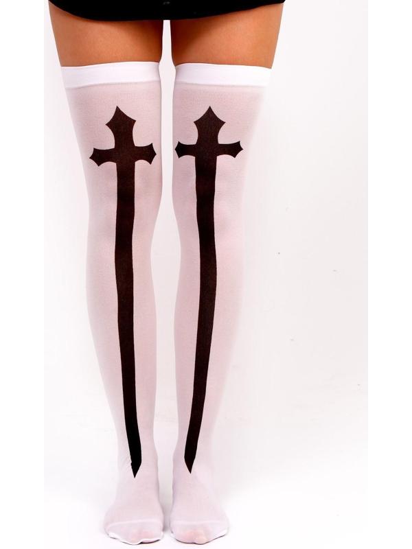 Карнавальный аксессуар- чулки «Монашка», цвет белый