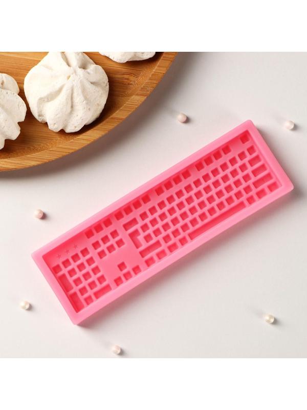 Силиконовый молд Доляна «Клавиатура», 14,5×4,5×1 см, цвет розовый