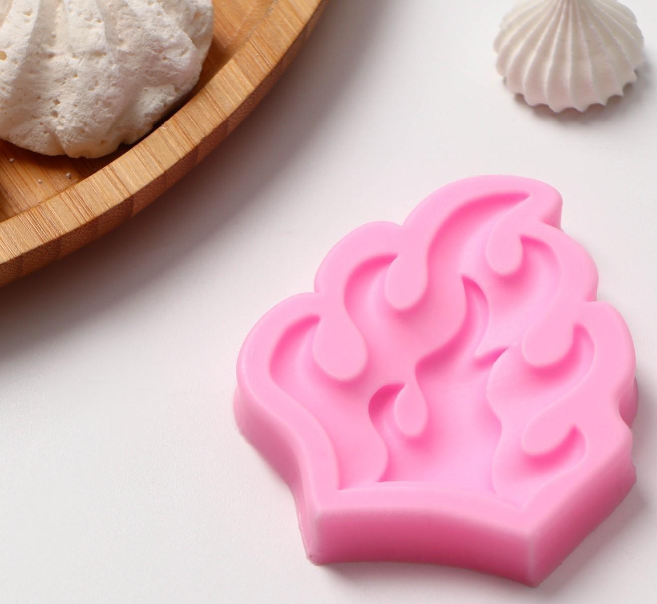 Силиконовый молд Доляна «Огонь», 8×6,5×1 см, цвет розовый