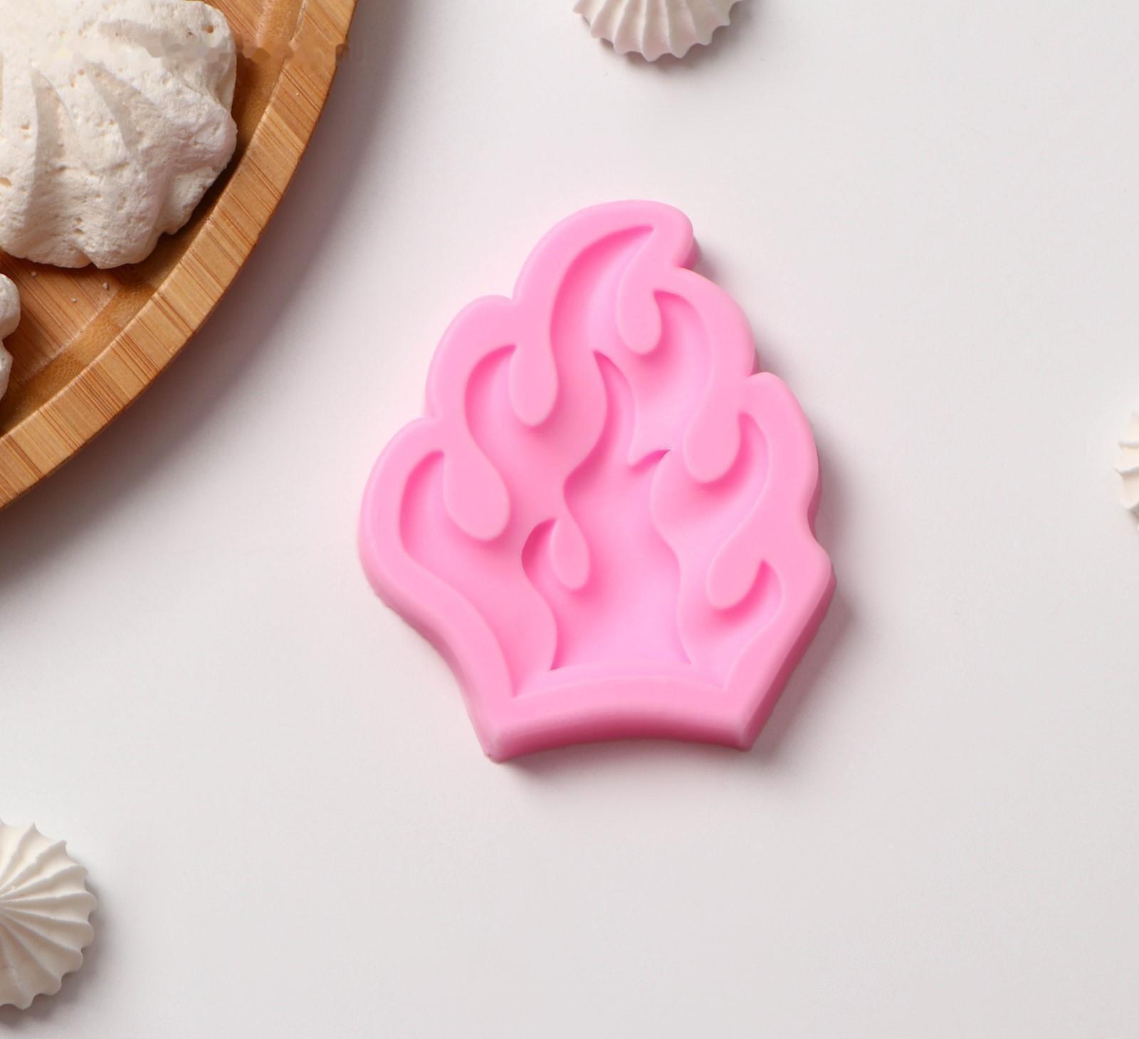 Силиконовый молд Доляна «Огонь», 8×6,5×1 см, цвет розовый