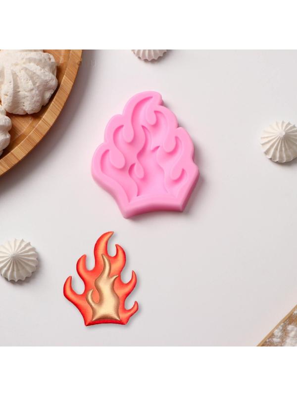 Силиконовый молд Доляна «Огонь», 8×6,5×1 см, цвет розовый