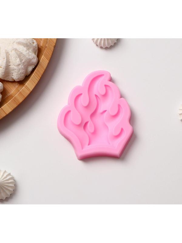 Силиконовый молд Доляна «Огонь», 8×6,5×1 см, цвет розовый