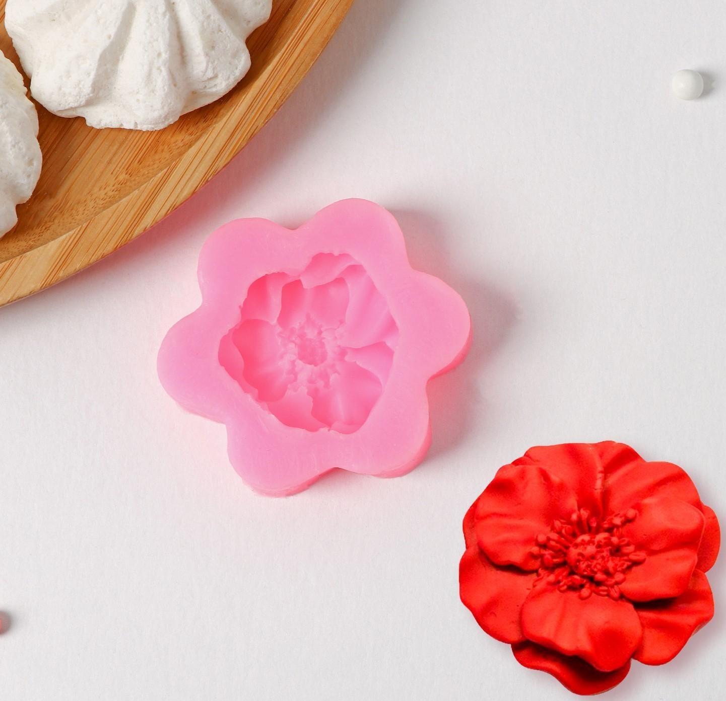 Силиконовый молд Доляна «Фиалка», d=6 см, цвет розовый