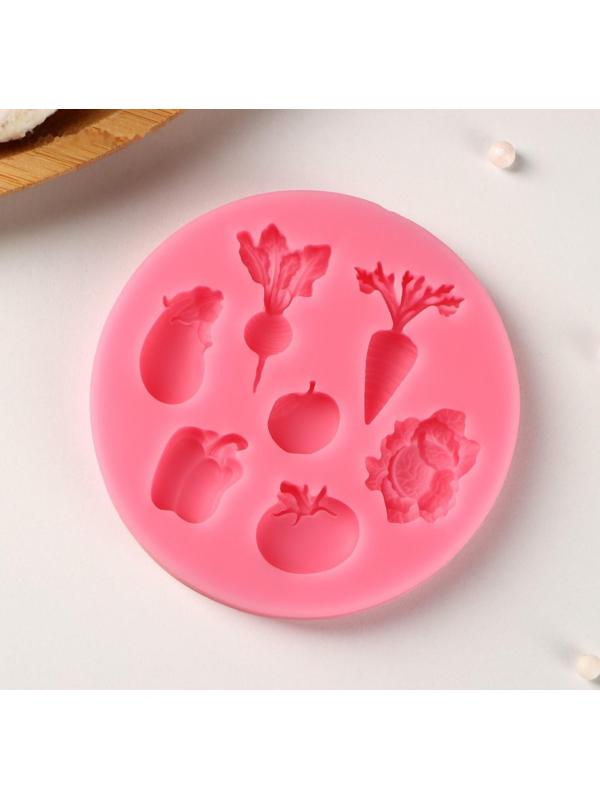 Силиконовый молд Доляна «Овощной микс», d=8 см, цвет розовый