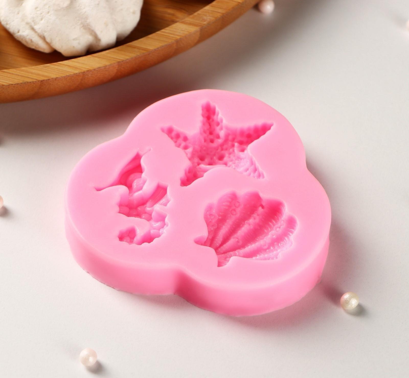 Силиконовый молд «Океан», 8×7,5×1 см, цвет розовый