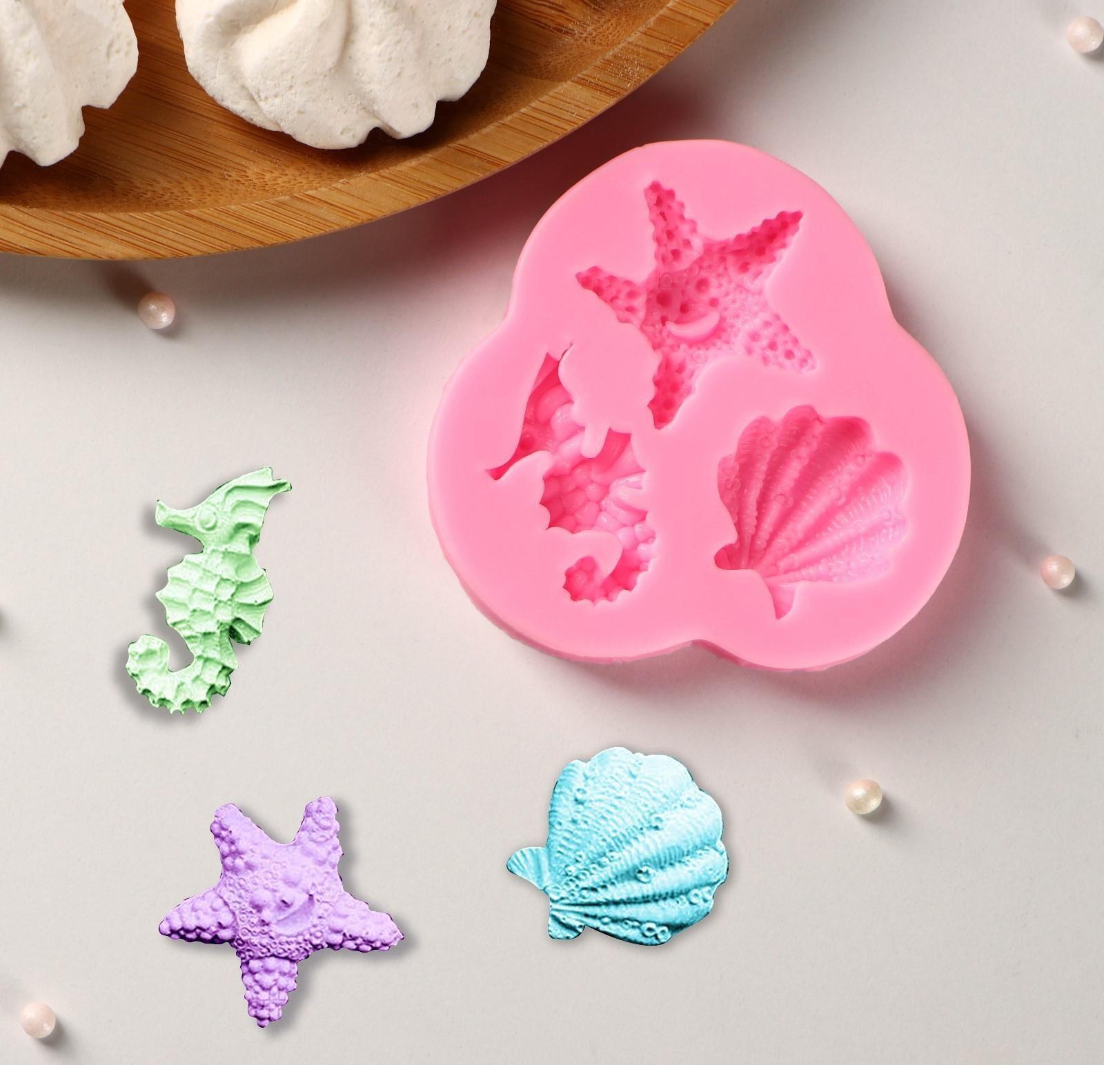 Силиконовый молд «Океан», 8×7,5×1 см, цвет розовый