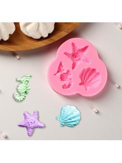 Силиконовый молд «Океан», 8×7,5×1 см, цвет розовый