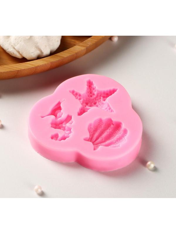 Силиконовый молд «Океан», 8×7,5×1 см, цвет розовый