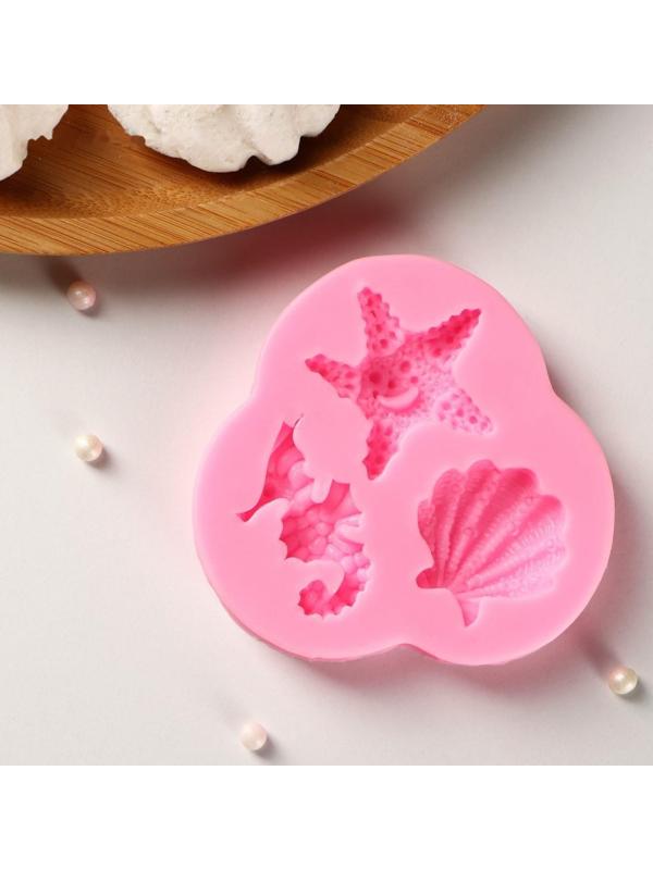 Силиконовый молд «Океан», 8×7,5×1 см, цвет розовый