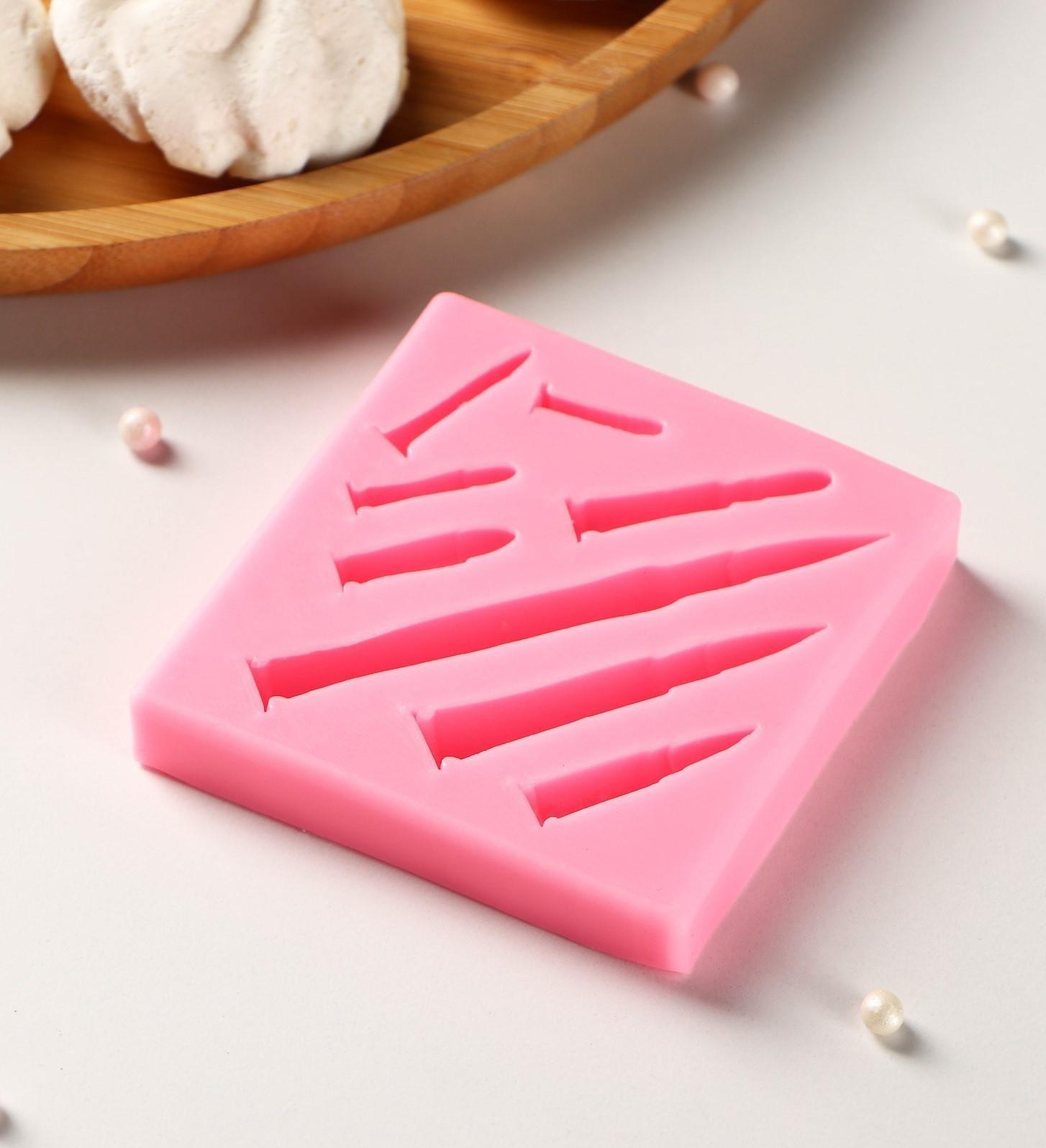 Силиконовый молд Доляна «Гильзы», 7,5×7,2×1,2 см, цвет розовый