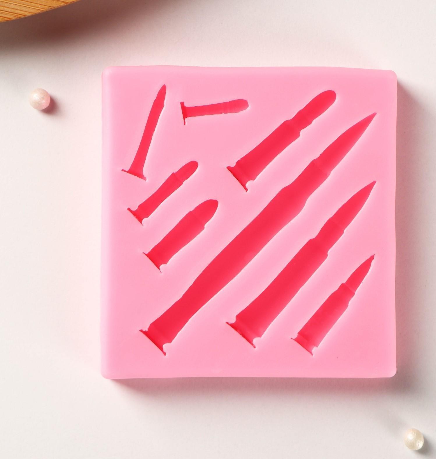 Силиконовый молд Доляна «Гильзы», 7,5×7,2×1,2 см, цвет розовый