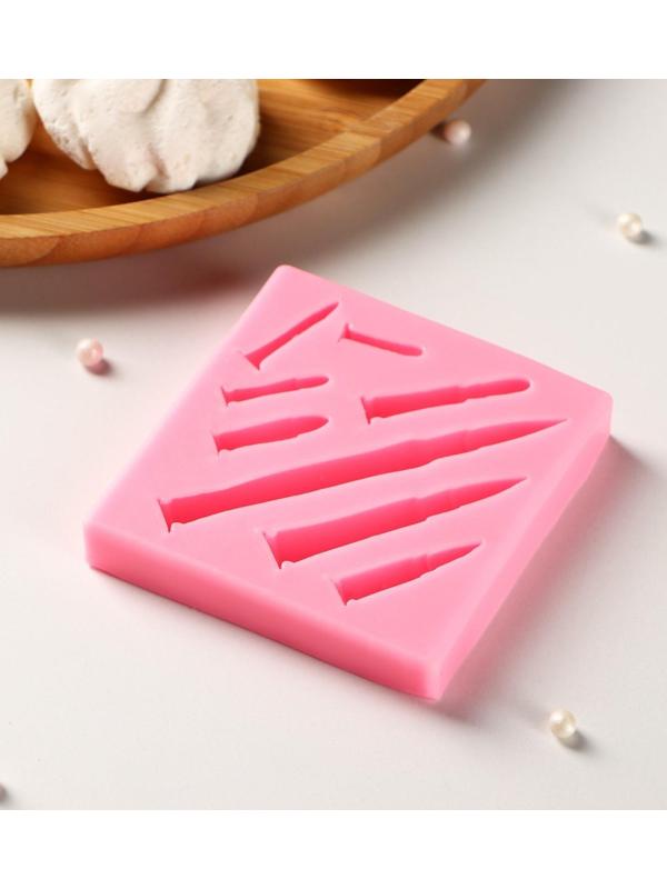 Силиконовый молд Доляна «Гильзы», 7,5×7,2×1,2 см, цвет розовый