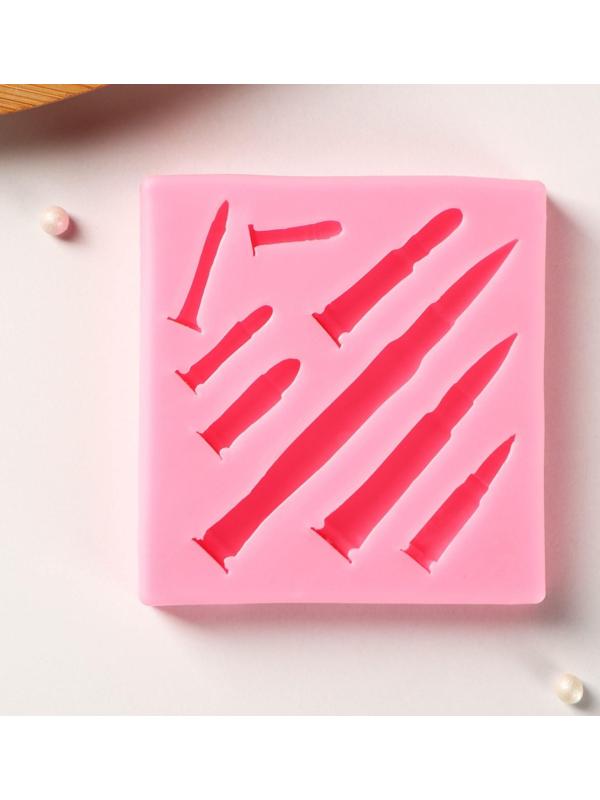 Силиконовый молд Доляна «Гильзы», 7,5×7,2×1,2 см, цвет розовый