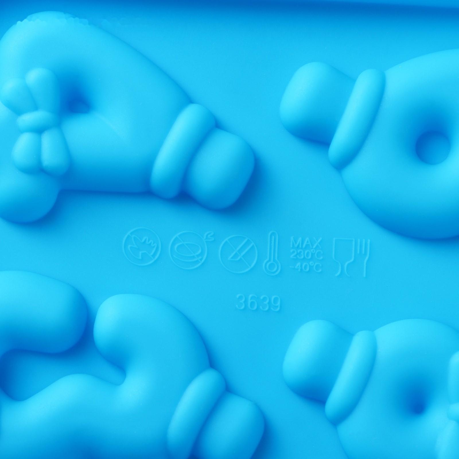 Форма для леденцов Доляна «Цифры-мальчики», 22×14×1 см, 10 ячеек (5,5×3,5 см), с палочками, цвет синий