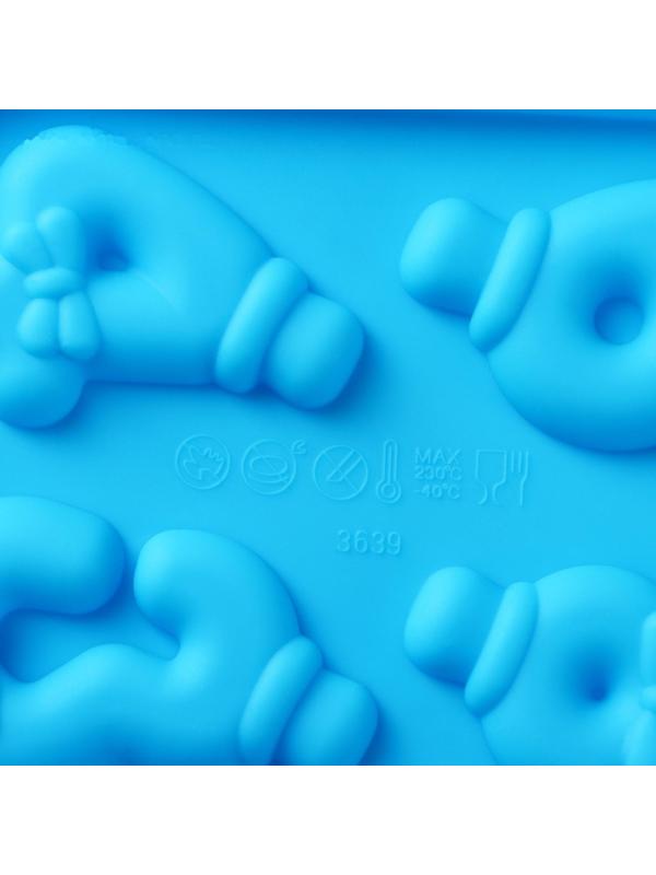 Форма для леденцов Доляна «Цифры-мальчики», 22×14×1 см, 10 ячеек (5,5×3,5 см), с палочками, цвет синий