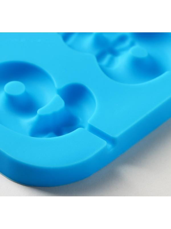 Форма для леденцов Доляна «Цифры-мальчики», 22×14×1 см, 10 ячеек (5,5×3,5 см), с палочками, цвет синий