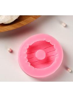 Силиконовый молд Доляна «Пончик с глазурью», d=6 см, цвет розовый